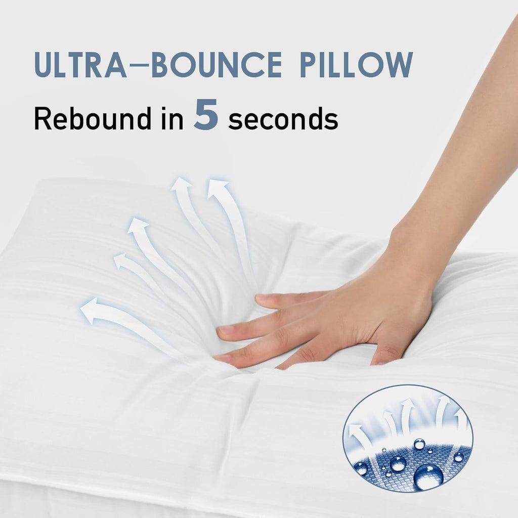 Hotel Collection Pillow for Beds 2 Pack Queen Size Pillows Set of 2 Hypoallergenic Hotel Down Alternative Pillow for Side and Back Sle... - Orthopedic Shredded Foam Bed Pillow Set Detail