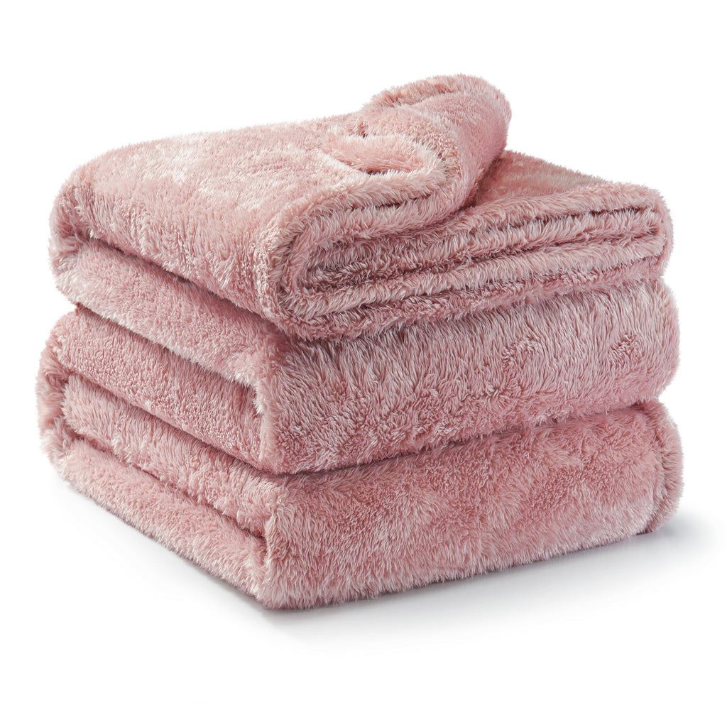 Reversible Sherpa Plush Fuzzy Large Fleece Throw Blanket (50" x 70", Dusty Pink)- Soft, Warm and Lightweight - Lightweight Plush Warm Blanket for All Seasons Detail