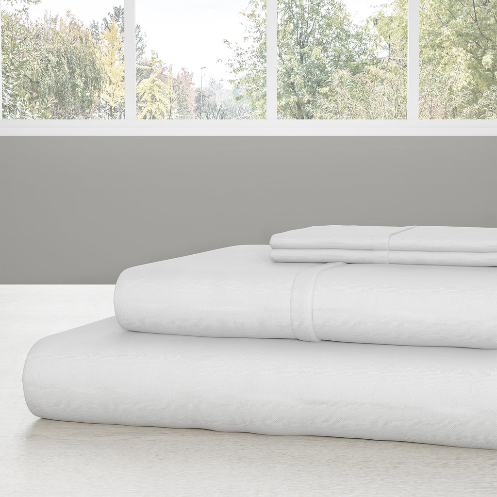 Ultra-Soft Set- 3 Piece Bed Linens-Fitted & Flat s, Plus A Pillowcase-Wrinkle, Stain & Fade Resistant (Twin, White) - Cooling Hotel Quality Bedding Sheets and Pillowcases Detail