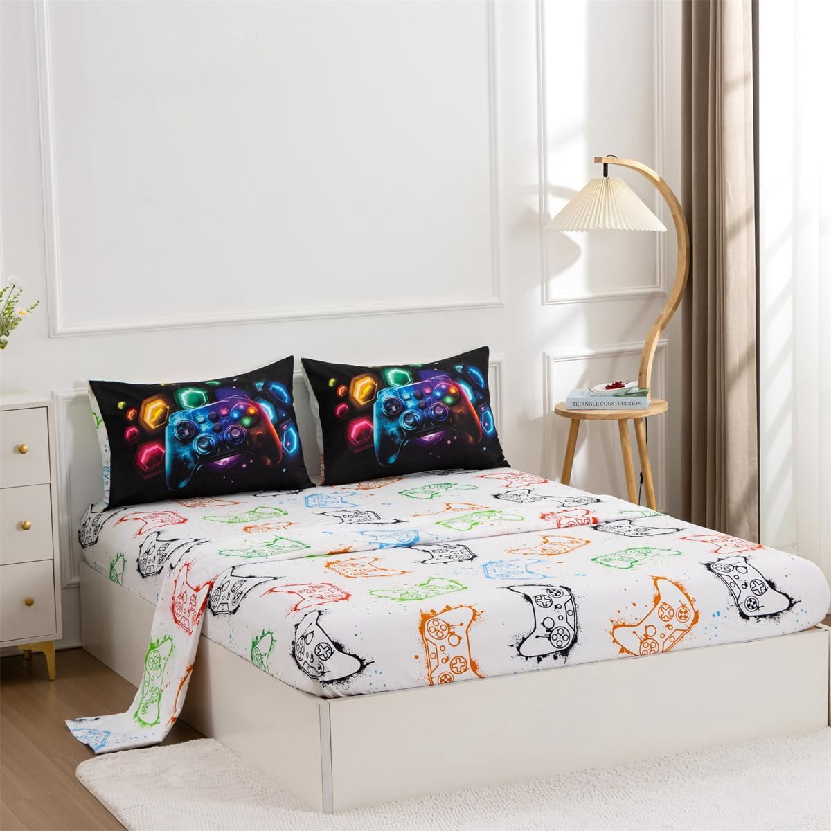Luxurious Quilted Game Console Comforter Set for Boys Girls Kids Space Universe Gaming Geometric Lightweight Microfiber Gamer Bedding S... - All-Season Down Alternative Comforter Insert Detail