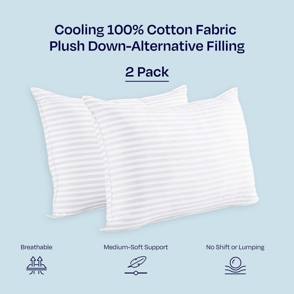 Decorative Plump 2-Pack Comfort Bed Pillows Standard size set of 2 for Sleeping, Pillows, for Back, Stomach or Side Sleepers, 20 x 26 ... - Hotel Quality Plush Sleeping Pillows Detail