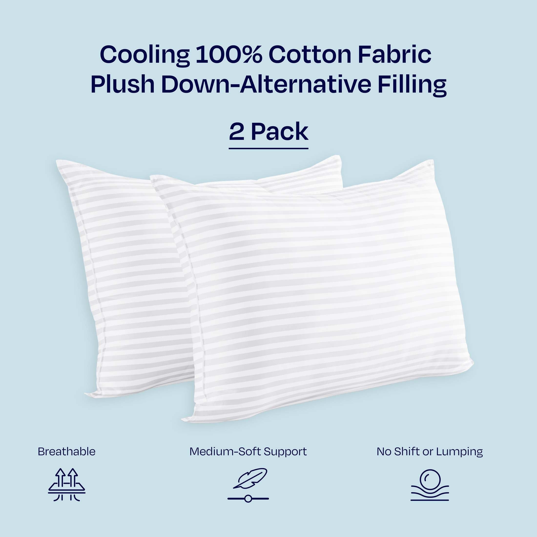 Decorative Plump 2-Pack Comfort Bed Pillows Standard size set of 2 for Sleeping, Pillows, for Back, Stomach or Side Sleepers, 20 x 26 ... - Hotel Quality Plush Sleeping Pillows Detail