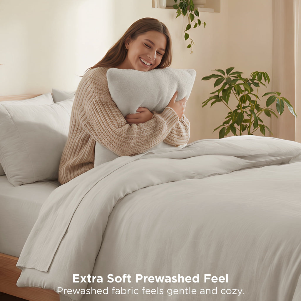Luxurious Quilted 3 Pieces Queen Comforter Bedding Set, Beige Bed Comforter Set for All Seasons, 1 Lightweight Prewashed Comforter and ... - Luxurious Quilted Duvet Cover Set Detail