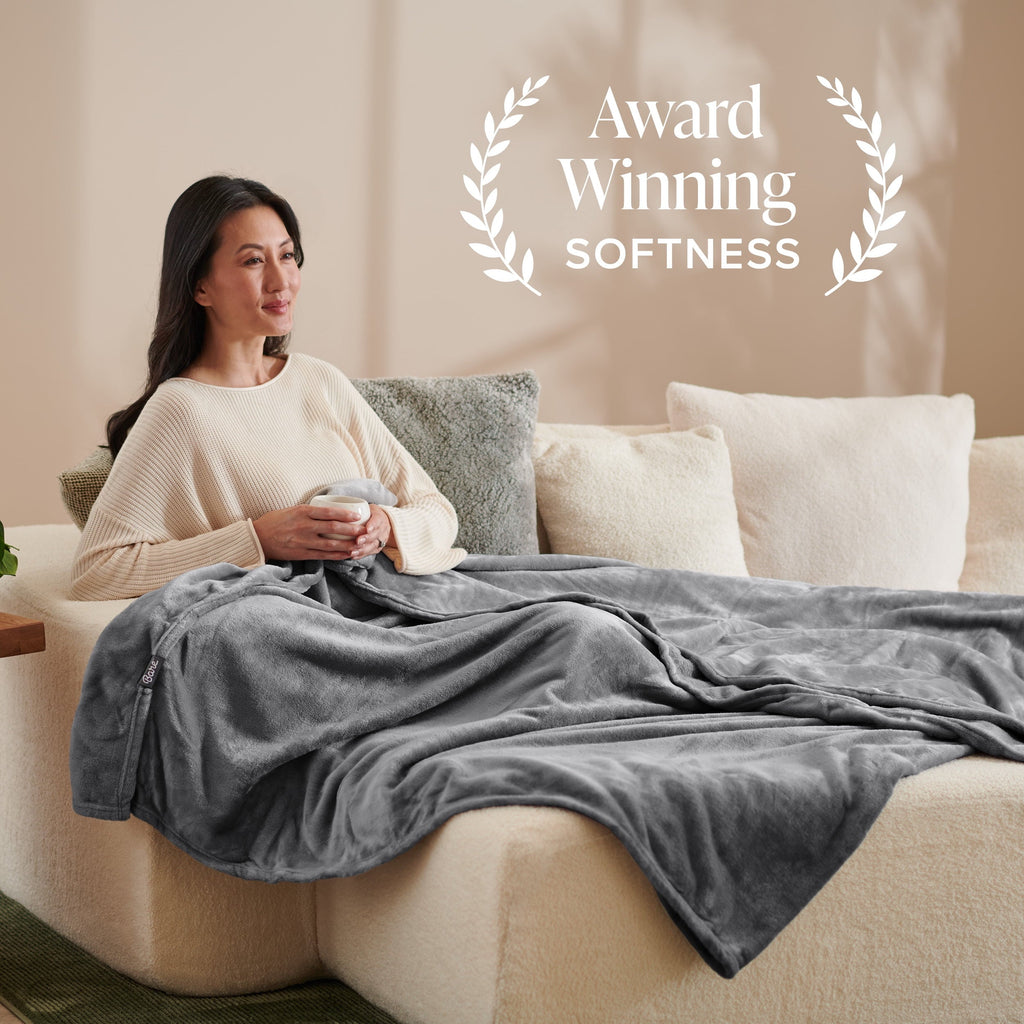 Cozy Fleece Microplush Fleece Blanket - 300 GSM - Fuzzy Microfleece - Soft & Plush - Full/Queen, Gray - Luxury Knitted Decorative Throw Blanket with Fringes Detail