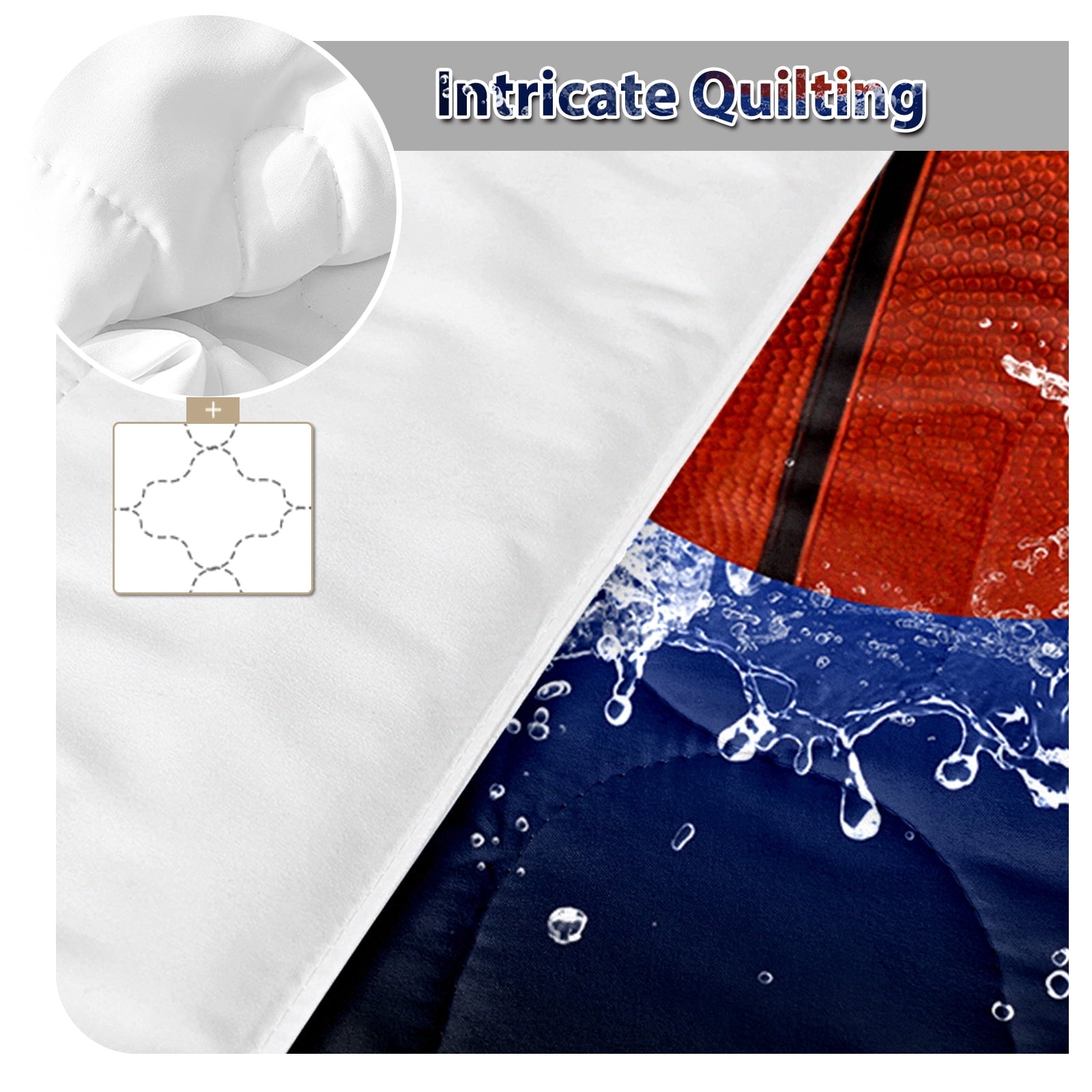 Luxurious Quilted Twin Comforter Set, 3 Pieces Sport Bedding Set for Kids Boys Teens Brushed Microfiber Basketball Comforter Set, 66x90... - Luxurious Quilted Duvet Cover Set Detail