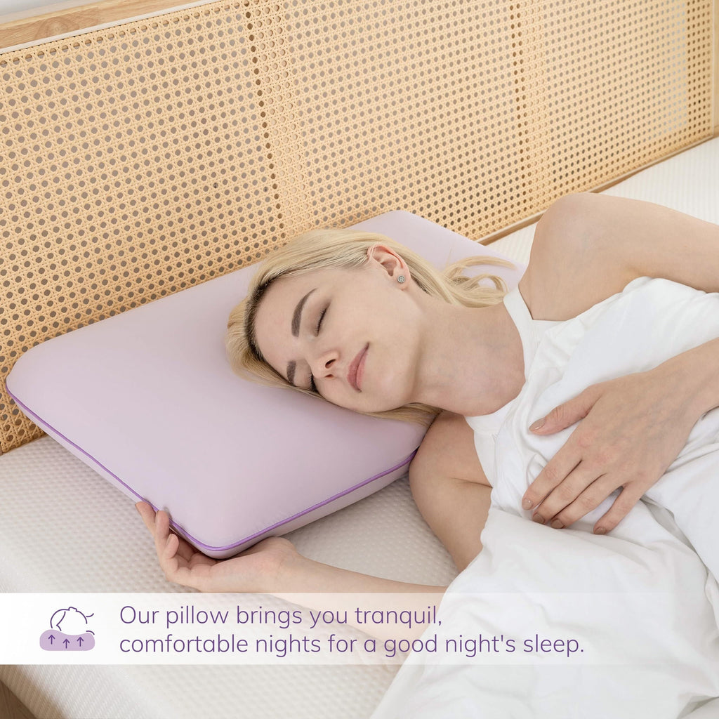 Ergonomic Memory Foam Memory Foam Pillow, Cooling Gel Bed Pillow, Queen, Purple - Ergonomic Memory Foam Pillow for Neck Pain Support Detail