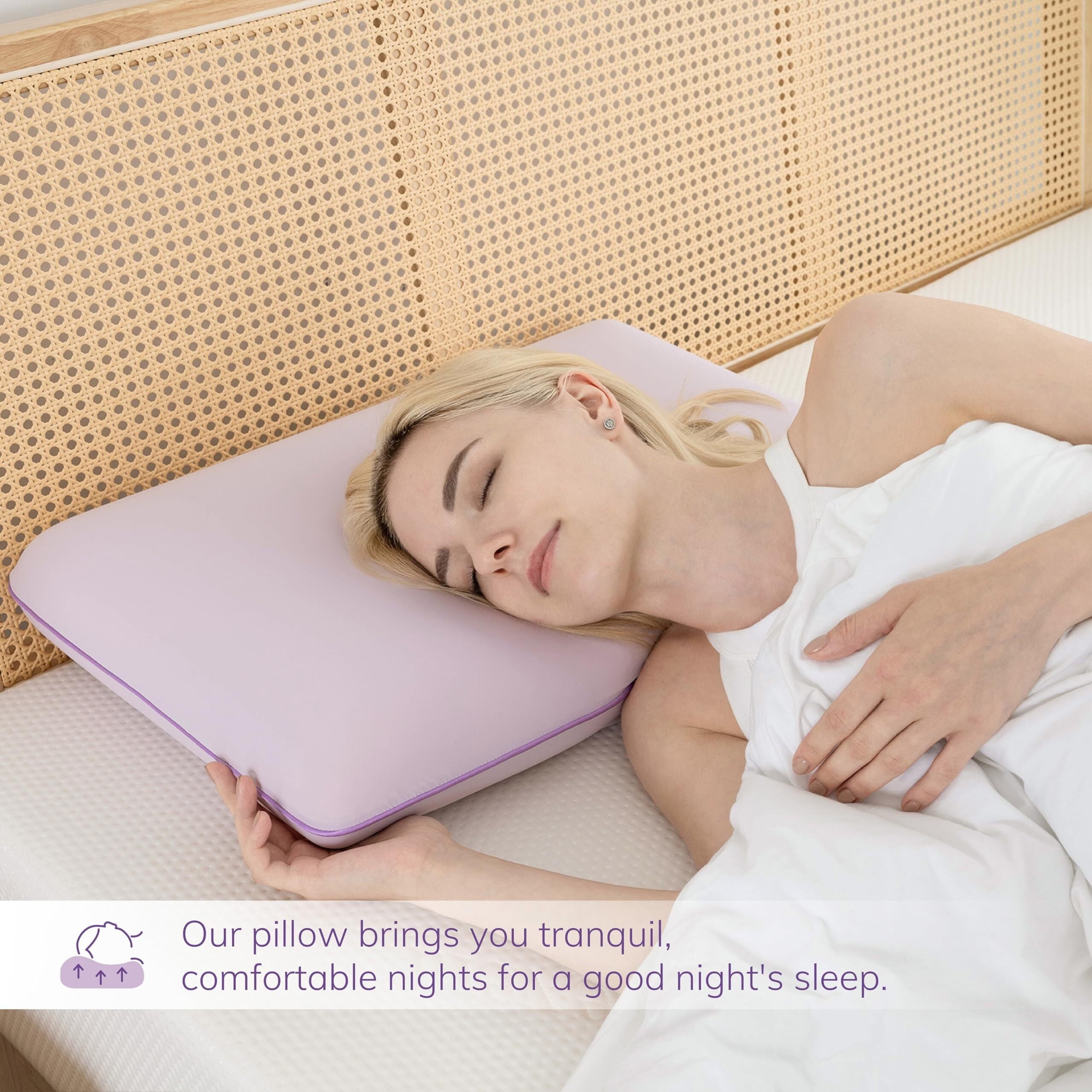 Ergonomic Memory Foam Memory Foam Pillow, Cooling Gel Bed Pillow, Queen, Purple - Ergonomic Memory Foam Pillow for Neck Pain Support Detail
