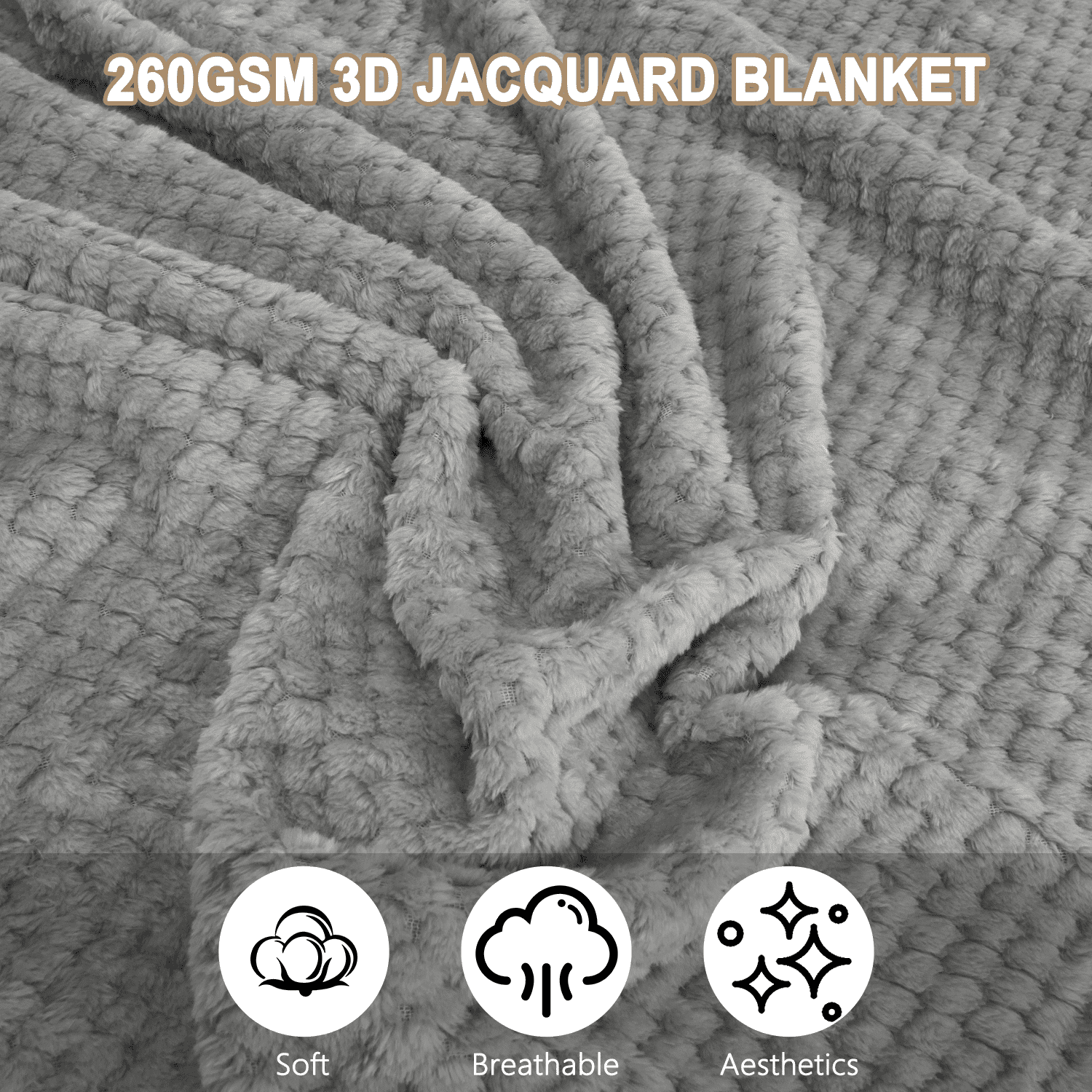 Super Soft Flannel Soft Jacquard for Couch, Waffle Weave Fuzzy s for Home Decor, Lightweight and Warm Bed s for Bed Sofa Office Travel - Cozy Fleece Throw Blanket for Couch & Bed Detail
