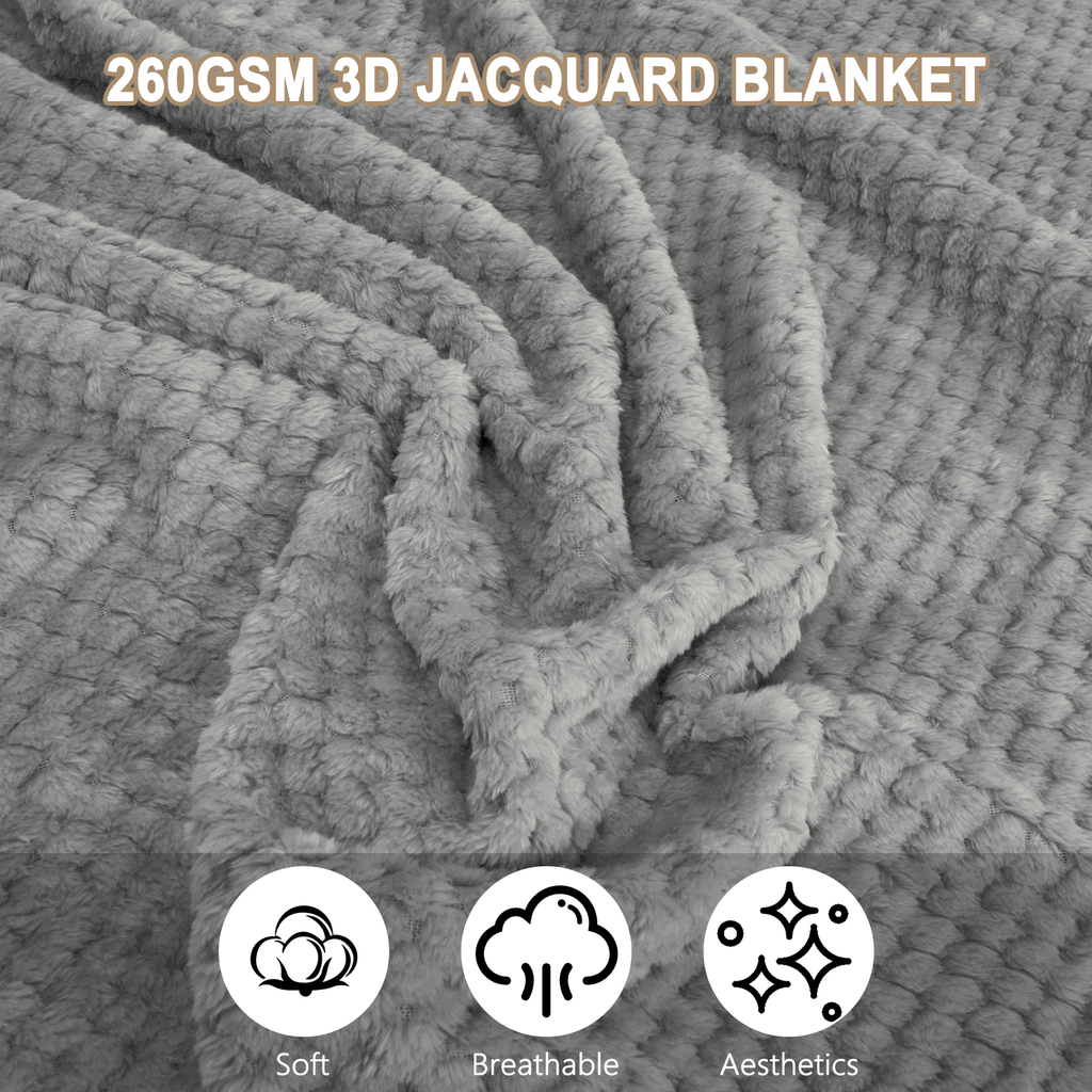 Cozy Fleece Throw Blanket, Decorative Throws with Waffle Wave Design, Super Soft Plush Fuzzy Blankets , Luxury Lightweight and Br... - Cozy Fleece Throw Blanket for Couch & Bed Detail