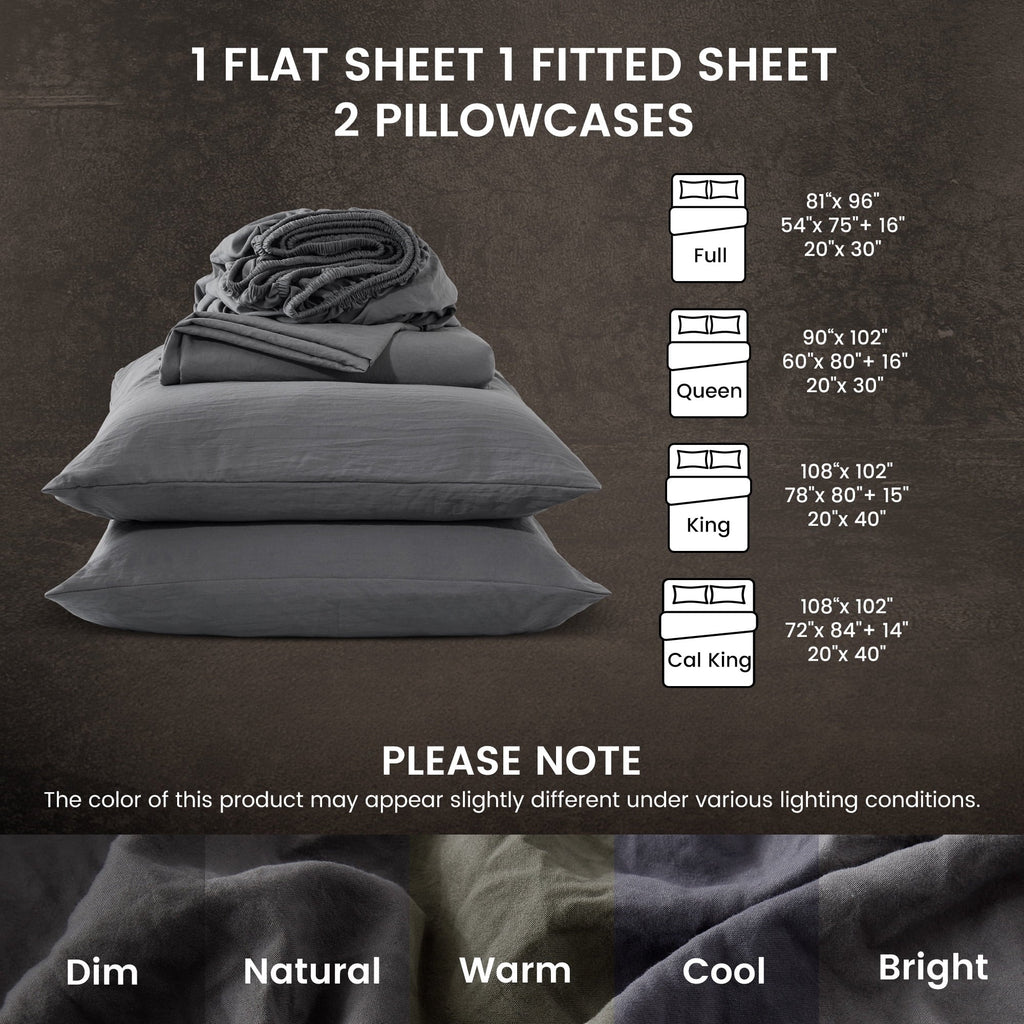 Cooling Sateen Bed Sheets - Full Size Bed Sheets - Washed Microfiber - 4 Piece Hotel Luxury Bedding Sheets with Fitted Sheet, Flat S... - Premium Ultra-Soft Pillowcase Pair for Sleeping Detail