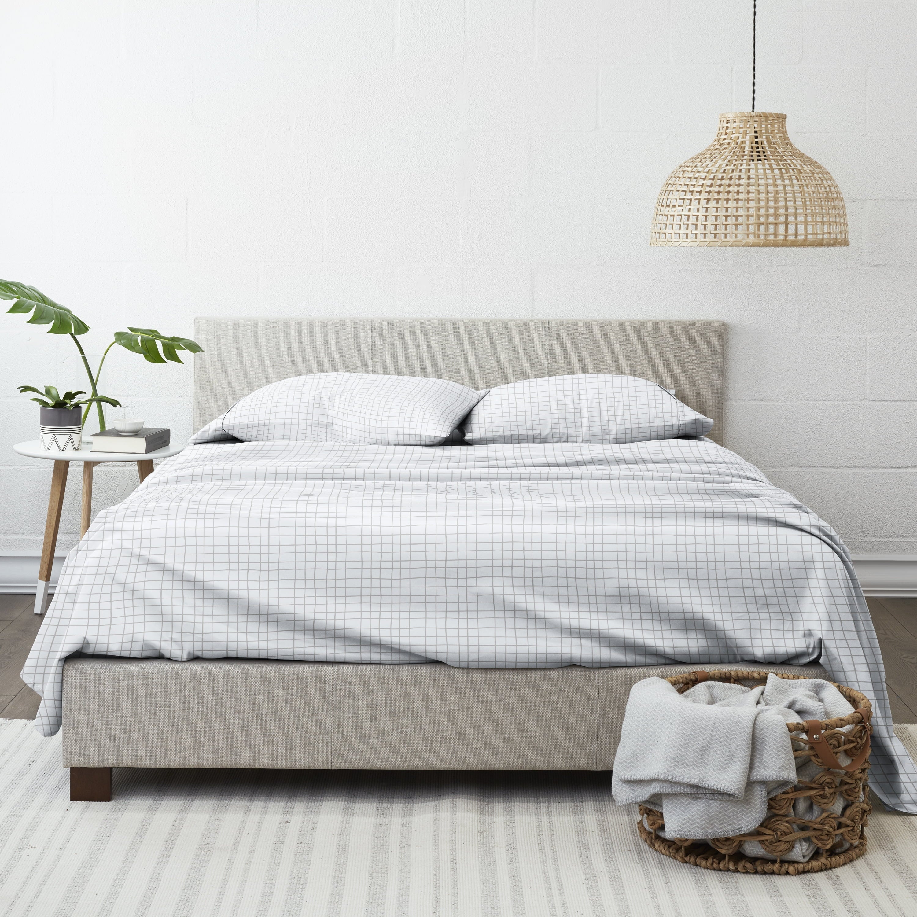 Ultra-Soft 4 Piece Pattern Microfiber Bed Sheets Set, Light Gray Crossroad, Twin - Premium Ultra-Soft Pillowcase Pair for Sleeping Detail