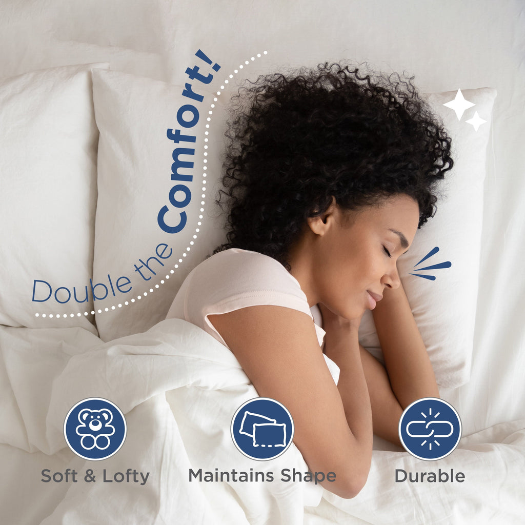 Decorative Plump 2-Pack Down Alternative White Bed Pillows, Standard - Hotel Quality Plush Sleeping Pillows Detail