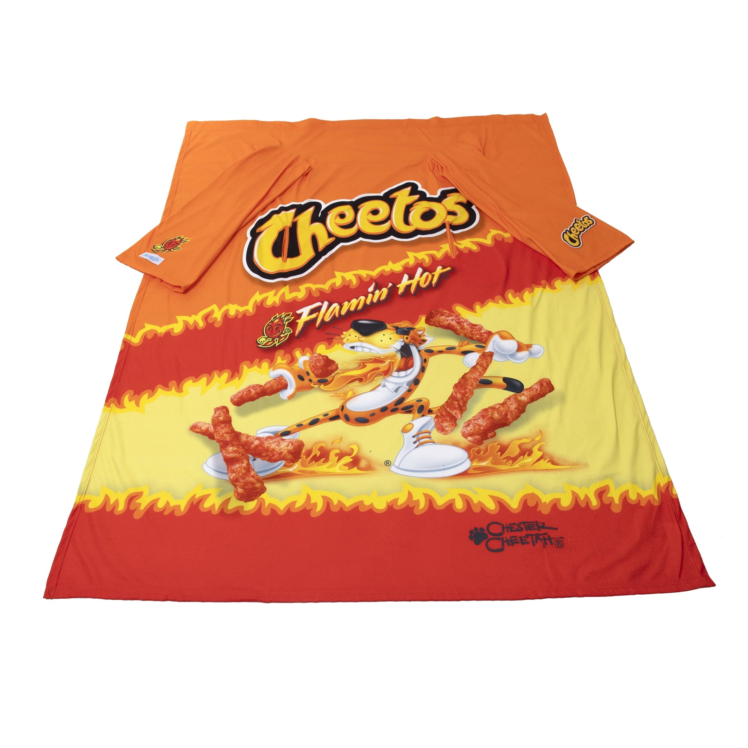 Cozy Fleece Cheetos Flaming Hot Wearable Blanket - Super Soft Reversible Sherpa Flannel Blanket Detail
