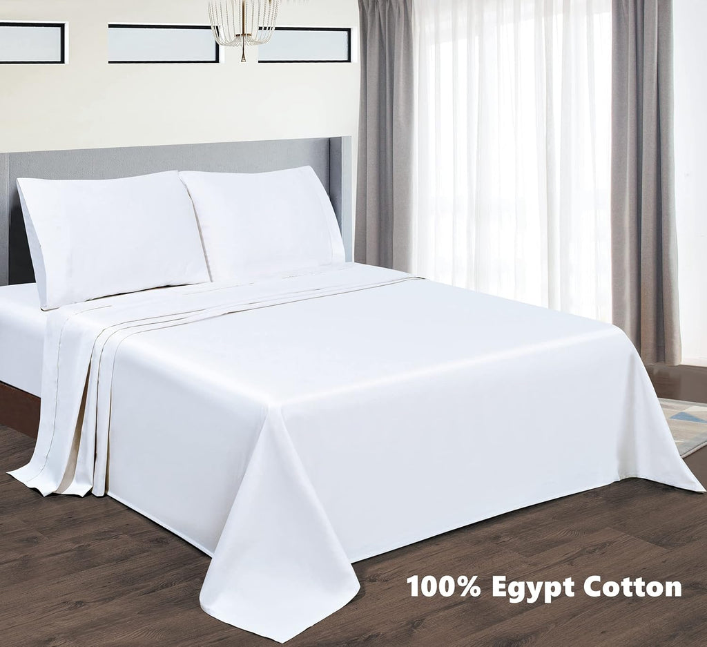 Breathable Luxury Bed Sheets Set 4 Pieces, 600 TC 100% Egyptian Cotton Bed Sheets, Breathable, Soft & Silky Sateen Weave Fits Mattress ... - Cooling Hotel Quality Bedding Sheets and Pillowcases Detail