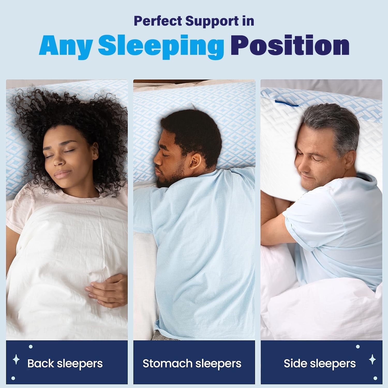 Orthopedic Support Cooling Bed Pillows for Sleeping Shredded Memory Foam Pillows Queen Size Set of 2 Pack - Orthopedic Shredded Foam Bed Pillow Set Detail