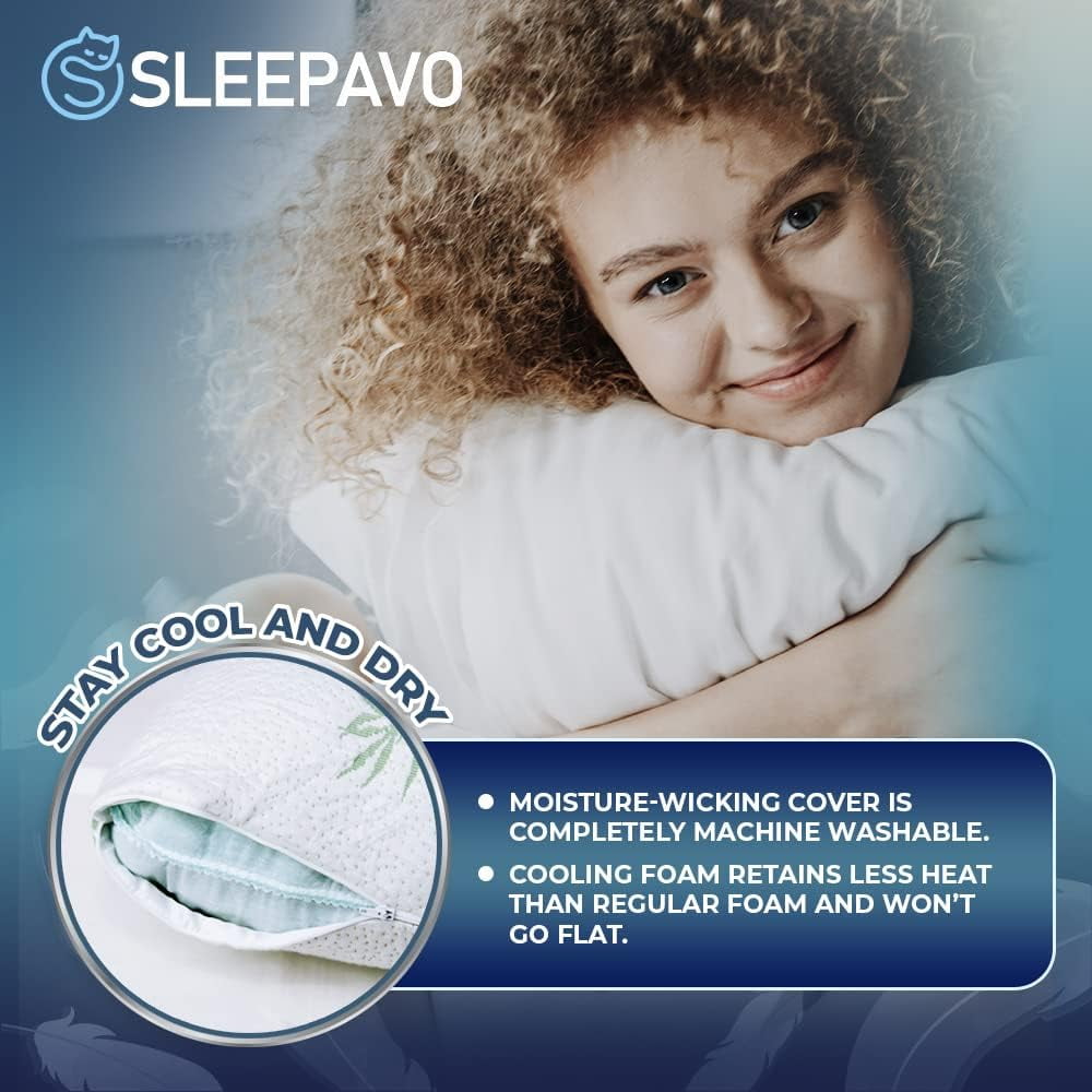 Ergonomic Memory Foam Memory Foam Pillows Queen Size Set of 2 - Cooling Bed Pillows for Sleeping - Back, Stomach, Side Sleeper Firm, Comfy ... - Hotel Quality Plush Sleeping Pillows Detail