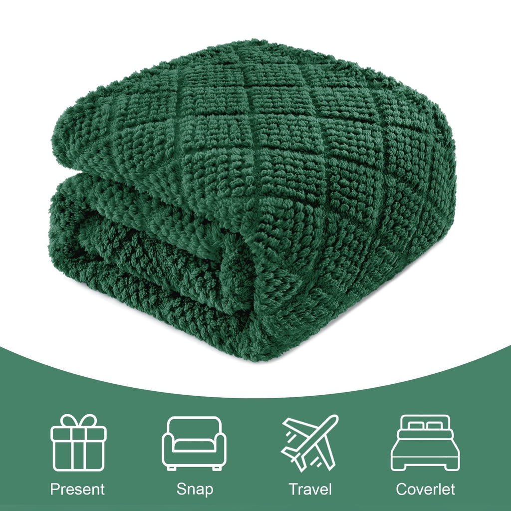 Super Soft Flannel Fuzzy Fleece Throw Blanket for Couch, Bed, Soft Fluffy Jacquard Waffle Blankets for All Season, Lightweight and Warm,... - Lightweight Plush Warm Blanket for All Seasons Detail