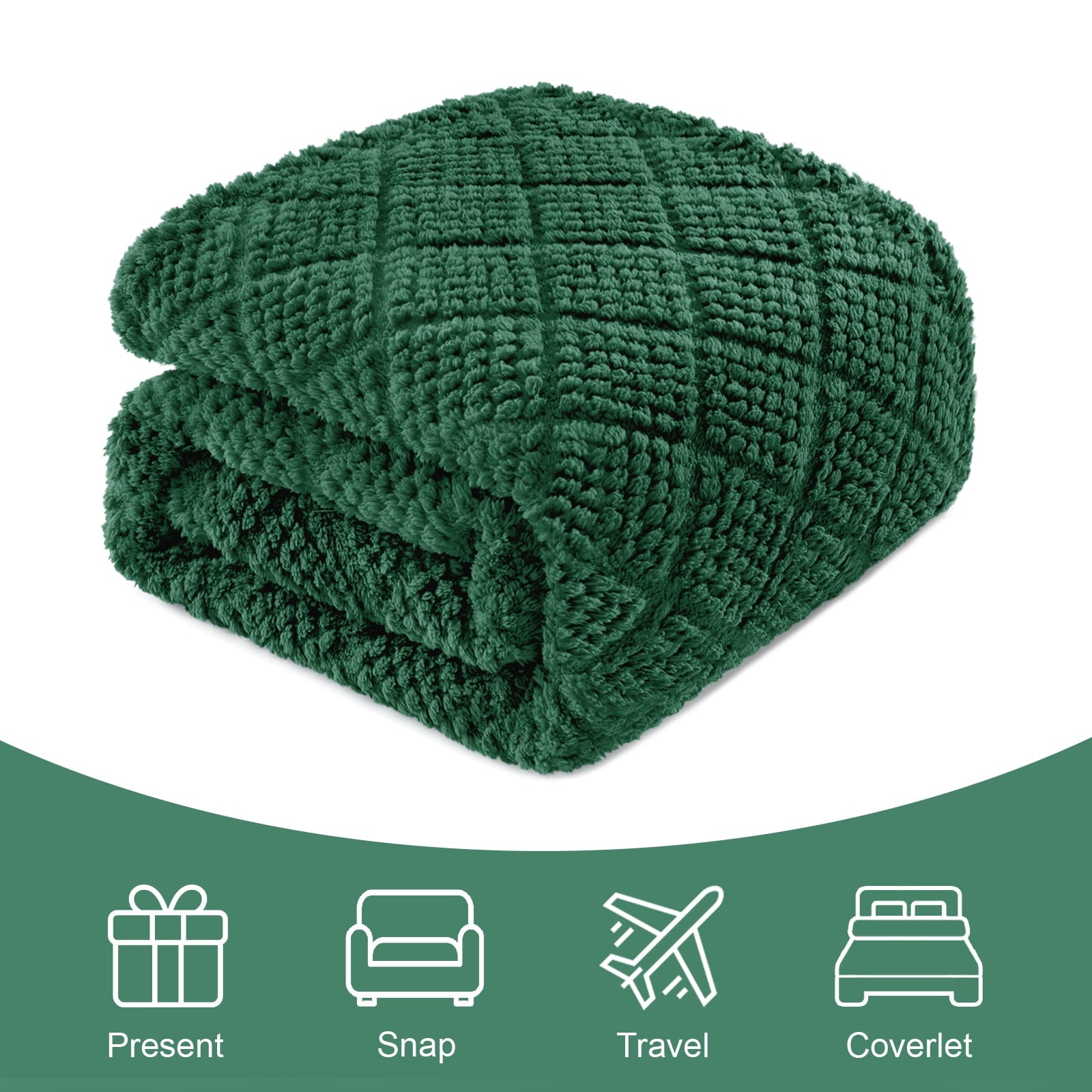 Super Soft Flannel Fuzzy Fleece Throw Blanket for Couch, Bed, Soft Fluffy Jacquard Waffle Blankets for All Season, Lightweight and Warm,... - Lightweight Plush Warm Blanket for All Seasons Detail