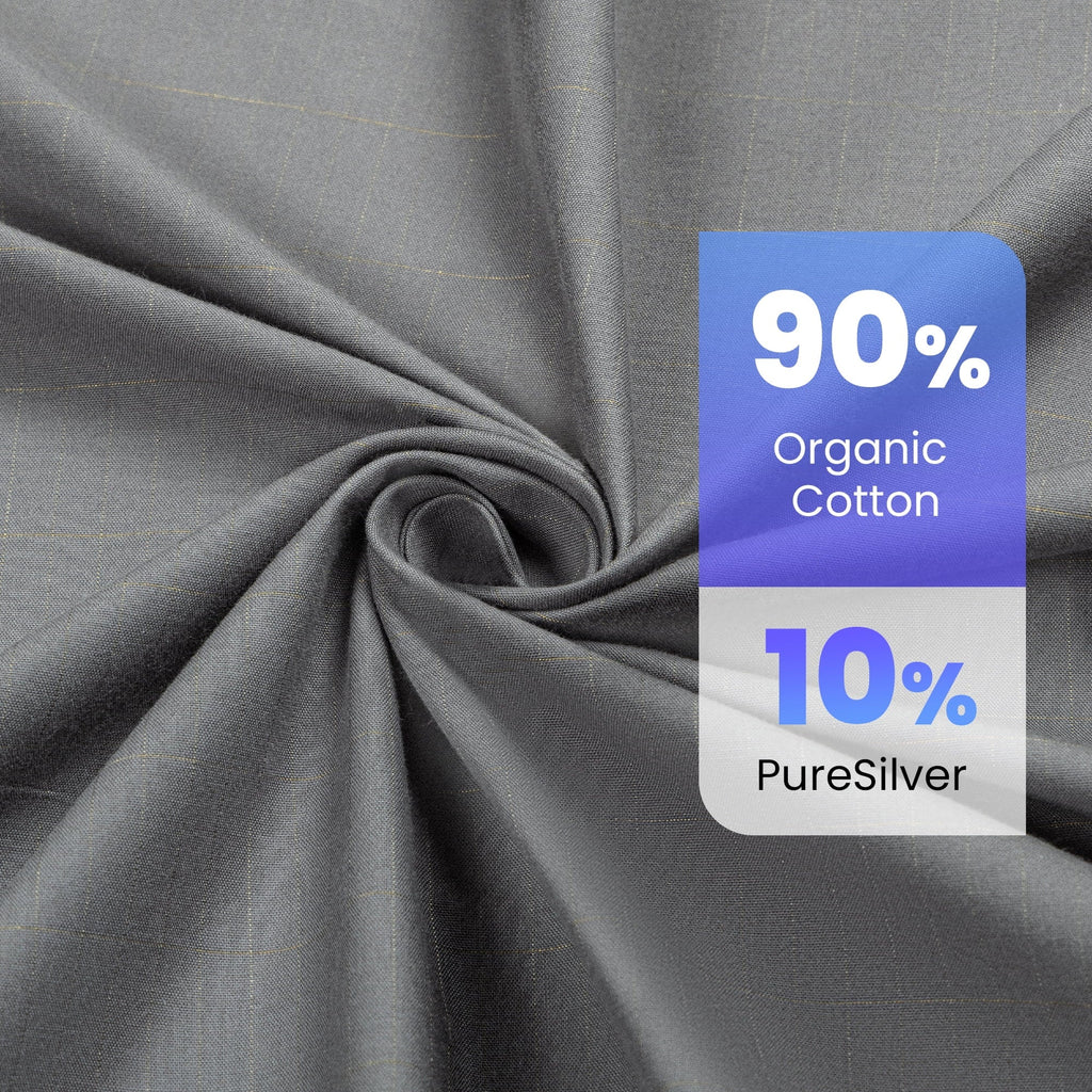 Ultra-Soft Grounding Sheets Queen Size 90% Organic Cotton + 10% Pure Silver Fitted Bed Sheet Gray Fiber Grounding Sheet Earth Ce... - Premium Ultra-Soft Pillowcase Pair for Sleeping Detail