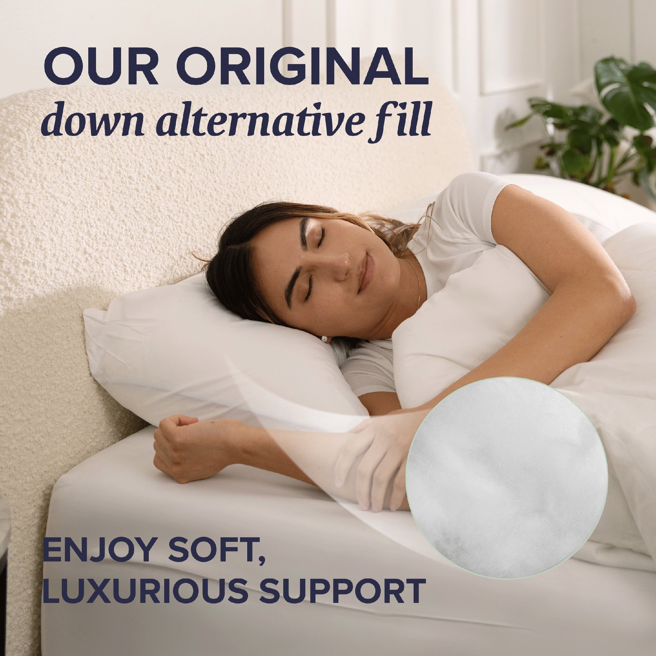 Decorative Plump Customizable Down Alternative Queen Pillow 1 Pack, Adult - Orthopedic Shredded Foam Bed Pillow Set Detail