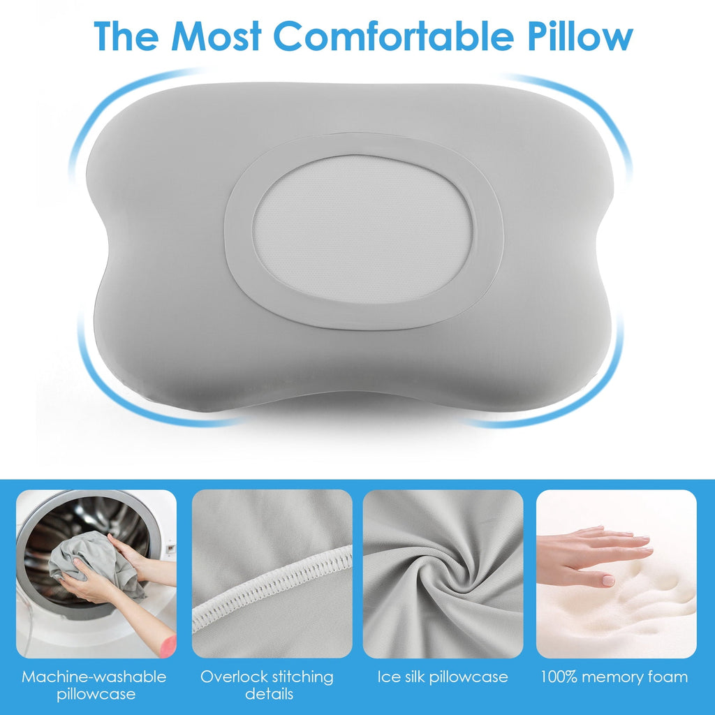 Fluffy Shredded Cervical Pillow Orthopedic Cervical Pillow for Neck Pain Relief, Memory Foam Bed Pillow with Pillowcase, Contour Bed ... - Hotel Quality Plush Sleeping Pillows Detail
