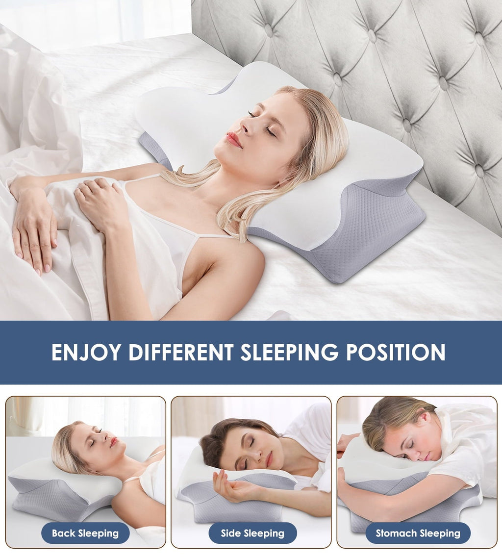 Fluffy Shredded Cervical Pillow for Neck Pain Relief, Contour Memory Foam Pillows, Odorless Ergonomic Neck Pillow Adjustable Orthoped... - Orthopedic Shredded Foam Bed Pillow Set Detail