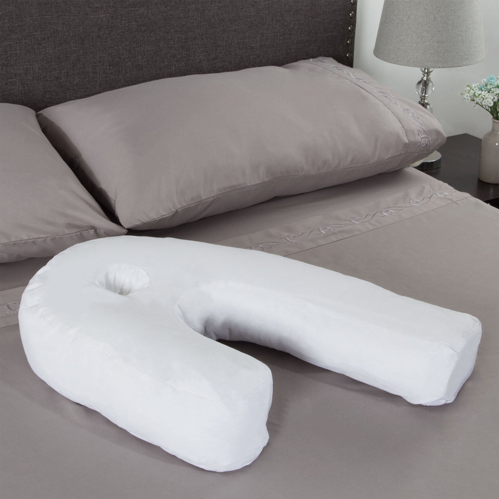 Hotel Collection Bluestone Contour Side Sleeper Pillow with Ear Pocket for Pain Relief - Orthopedic Shredded Foam Bed Pillow Set Detail