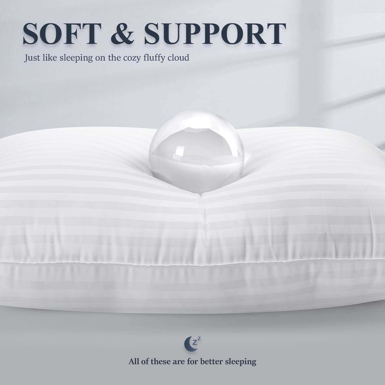 Hotel Collection Bed Pillows 2-Pack Queen Size Luxury Hotel Pillow for Side and Back Sleeper Pillows for Bed with Cooling Cover - Decorative Throw Pillow Cushion for Sofa & Bed Detail