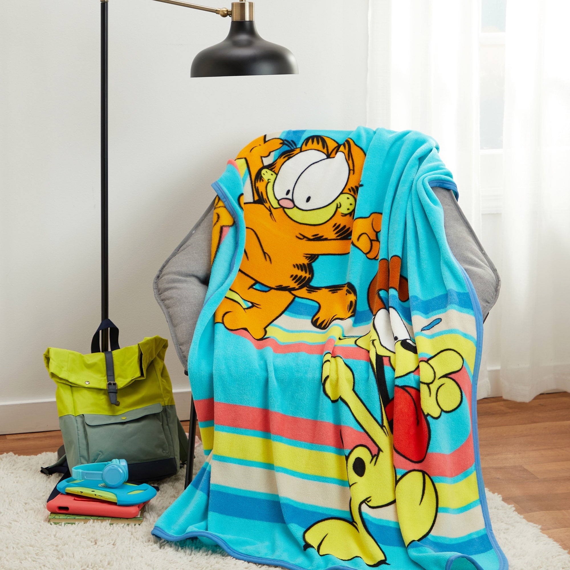 Lightweight Warm Kids Blue Print Fleece Throw Blanket, 46 x 60 - Lightweight Plush Warm Blanket for All Seasons Detail