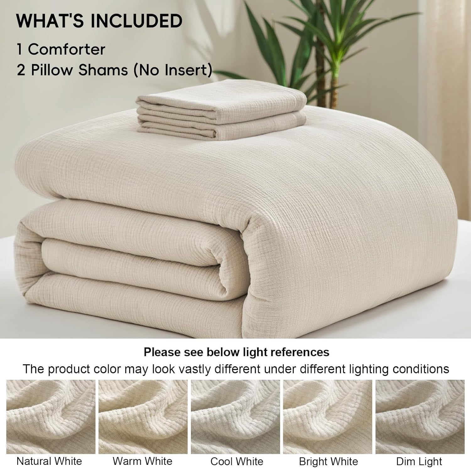 Fluffy Down Alternative Cotton Muslin Comforter Set Queen Size, Ultra Soft Breathable & Lightweight Bedding Set for All Seasons, 1 Comfy Comf... - All-Season Down Alternative Comforter Insert Detail