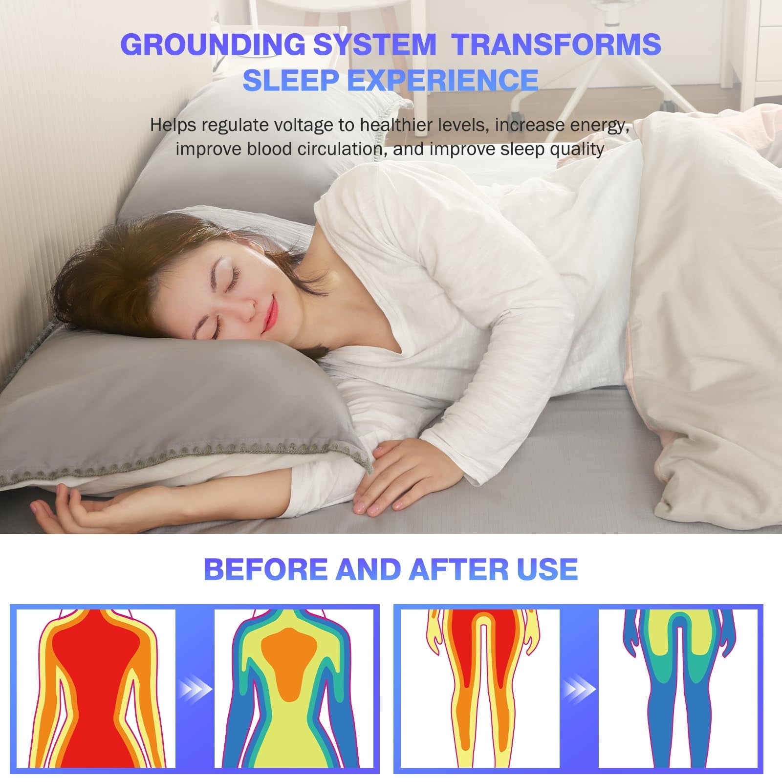 Breathable Luxury Grounding Sheets King Size,Earth Grounded Fitted Bed Sheet 10% Pure Silver Fiber + 90% Organic Cotton, Bed Grounding ... - Cooling Hotel Quality Bedding Sheets and Pillowcases Detail