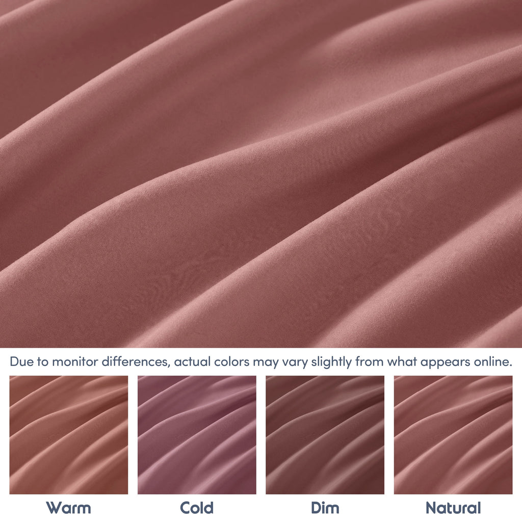 Premium Egyptian Cotton Extra Deep Pocket Twin XL Fitted Sheet Only, Fits 18" to 24" Mattress, Soft Microfiber Fitted Bed Sheet, Pink Clay - Breathable Egyptian Cotton Flat & Fitted Sheets Detail