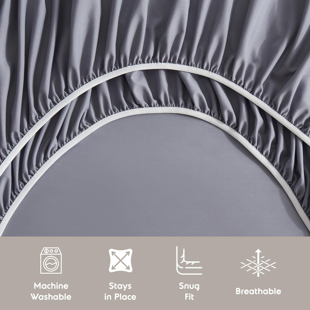 Premium Egyptian Cotton Full Size Sheets Set, 1800 Series Bed Sheets Full 4 Piece, Luxury Soft Microfiber Full Sheet Sets, Gray - Luxury Bed Sheet Set with Deep Pockets Detail