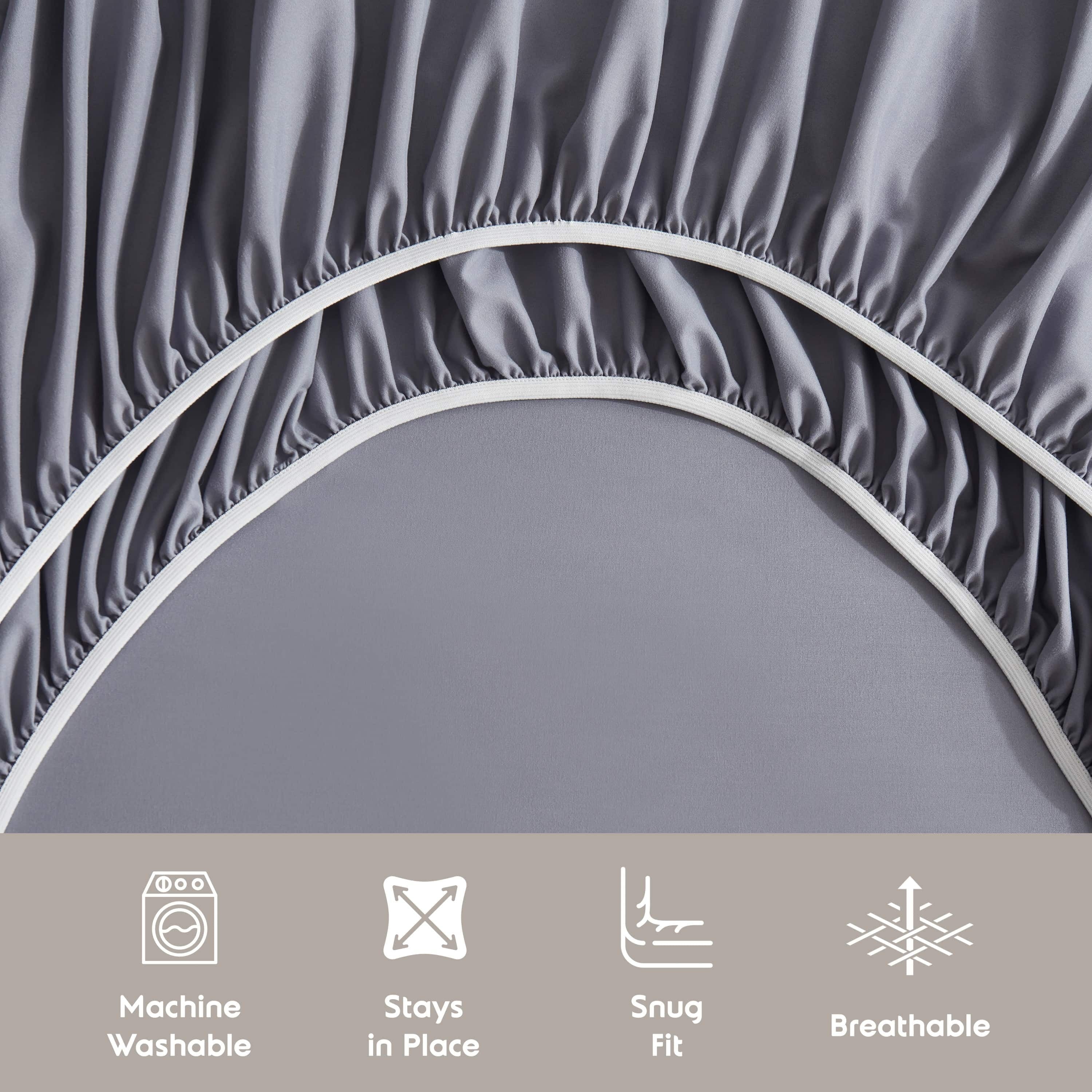 Premium Egyptian Cotton Full Size Sheets Set, 1800 Series Bed Sheets Full 4 Piece, Luxury Soft Microfiber Full Sheet Sets, Gray - Luxury Bed Sheet Set with Deep Pockets Detail