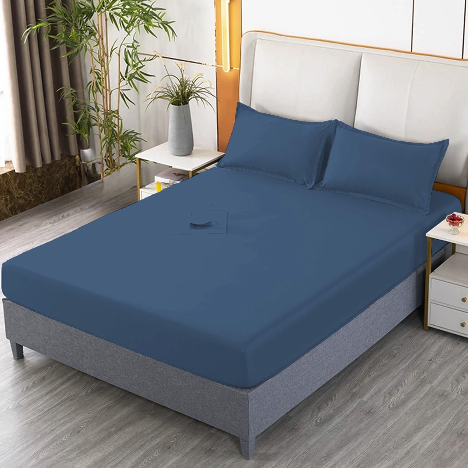 Ultra-Soft Egyptian Cotton Fitted Sheet Queen Size - 400 Thread Count Queen Size Fitted Sheet Only, Extra Soft, Cooling, 15" Dee... - Luxury Bed Sheet Set with Deep Pockets Detail