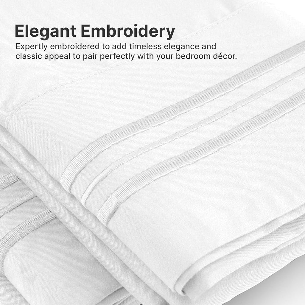 Breathable Luxury 6-Piece Extra Deep Pocket Sheet Set With Extra Matching Pillowcases - King Size Bed Sheets Fits 18"-24" Ma... - Cooling Hotel Quality Bedding Sheets and Pillowcases Detail