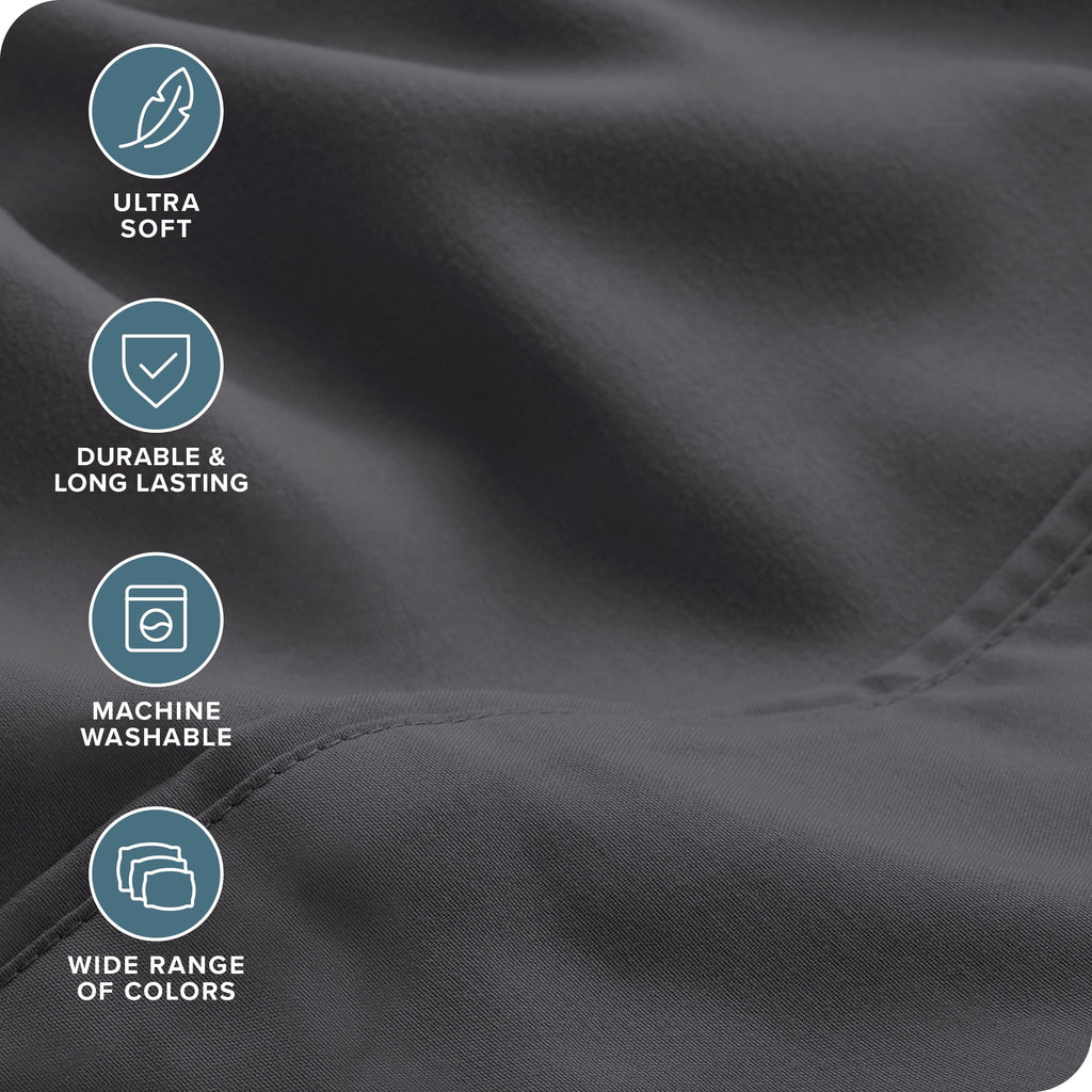 Ultra-Soft Luxury Bed Sheet Set- 6 Piece - Queen, Gray - Luxury Bed Sheet Set with Deep Pockets Detail