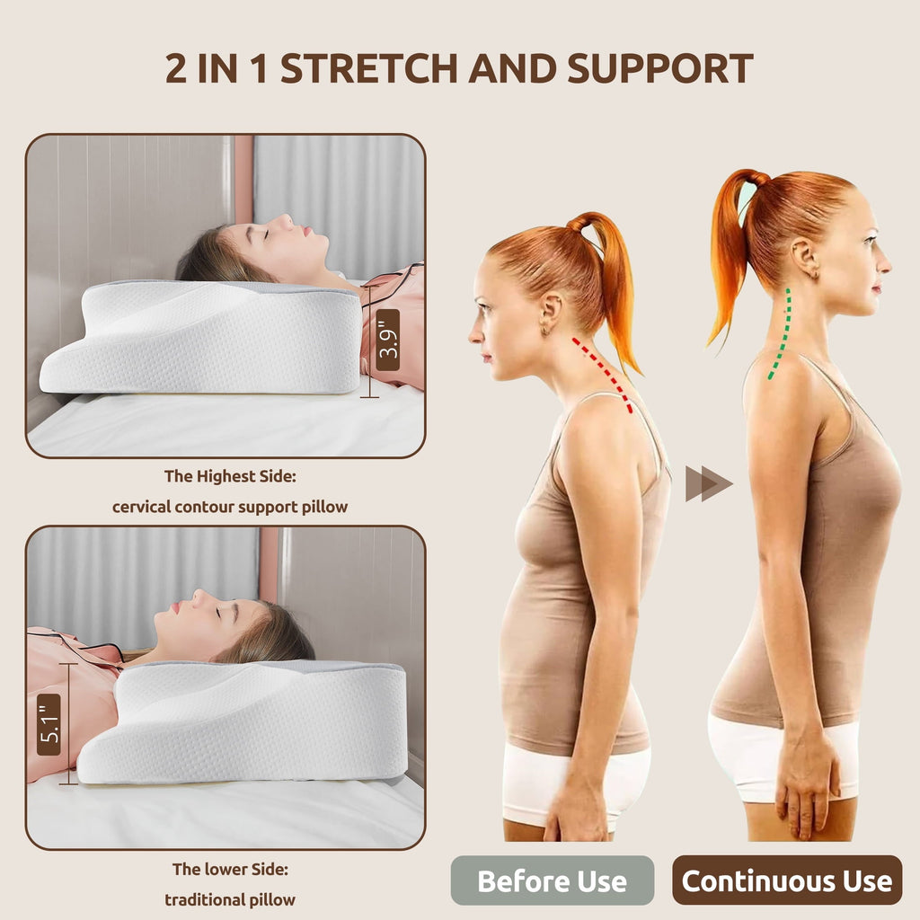 Hotel Collection Memory Foam Pillow for Neck Pain Relief Cervical Sleepers Standard/Queen Gray - Hotel Quality Plush Sleeping Pillows Detail