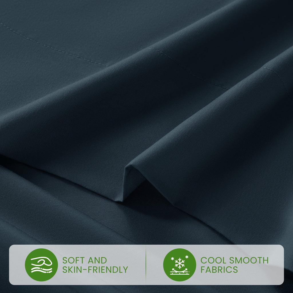 Breathable Luxury 100% Organic Luxurious Bamboo Sheets, Queen Sheet Set 4-Piece with 16" Deep Pocket, Silky Smooth Luxury Bed Sheets, N... - Cooling Hotel Quality Bedding Sheets and Pillowcases Detail