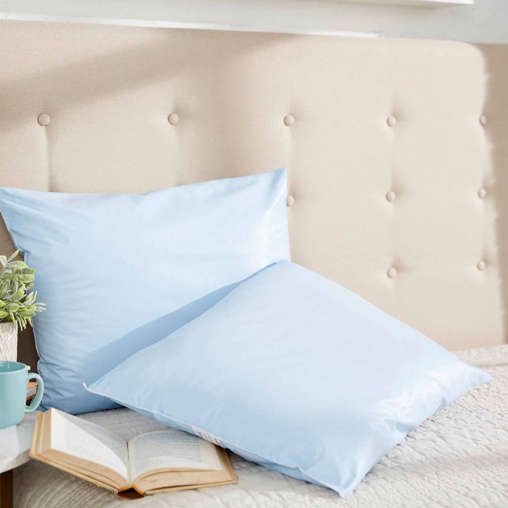 Decorative Plump Reusable Water-Resistant Soft Polyester Fill Blue Bed Pillow, 19" x 25", 1 Ct - Decorative Throw Pillow Cushion for Sofa & Bed Detail