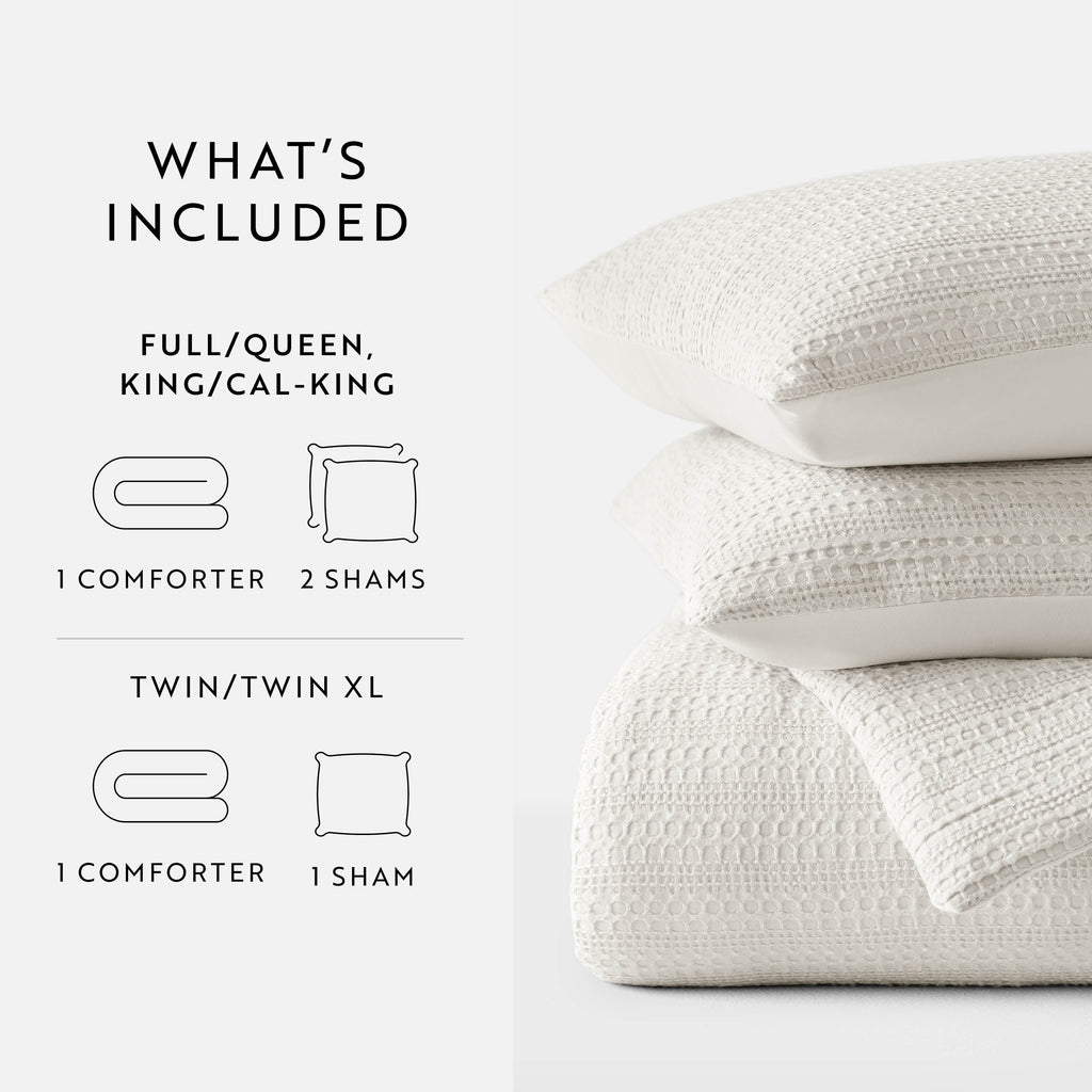 Heavyweight Warmth Textured Waffle Comforter Set ins Natural Waffle Comforter Bedding Sets, King/Cal King Size Bedding - Luxurious Quilted Duvet Cover Set Detail