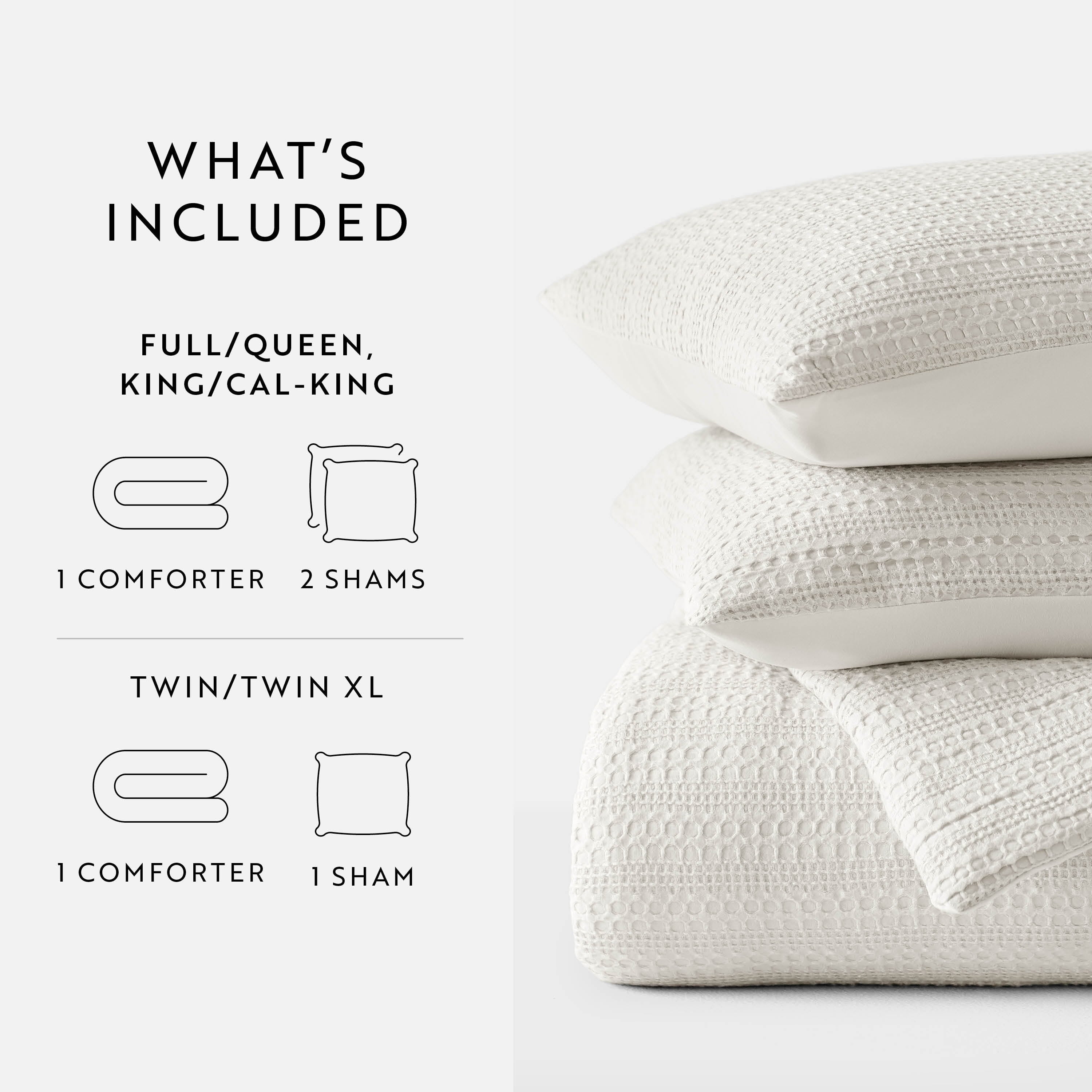 Heavyweight Warmth Textured Waffle Comforter Set ins Natural Waffle Comforter Bedding Sets, King/Cal King Size Bedding - Luxurious Quilted Duvet Cover Set Detail