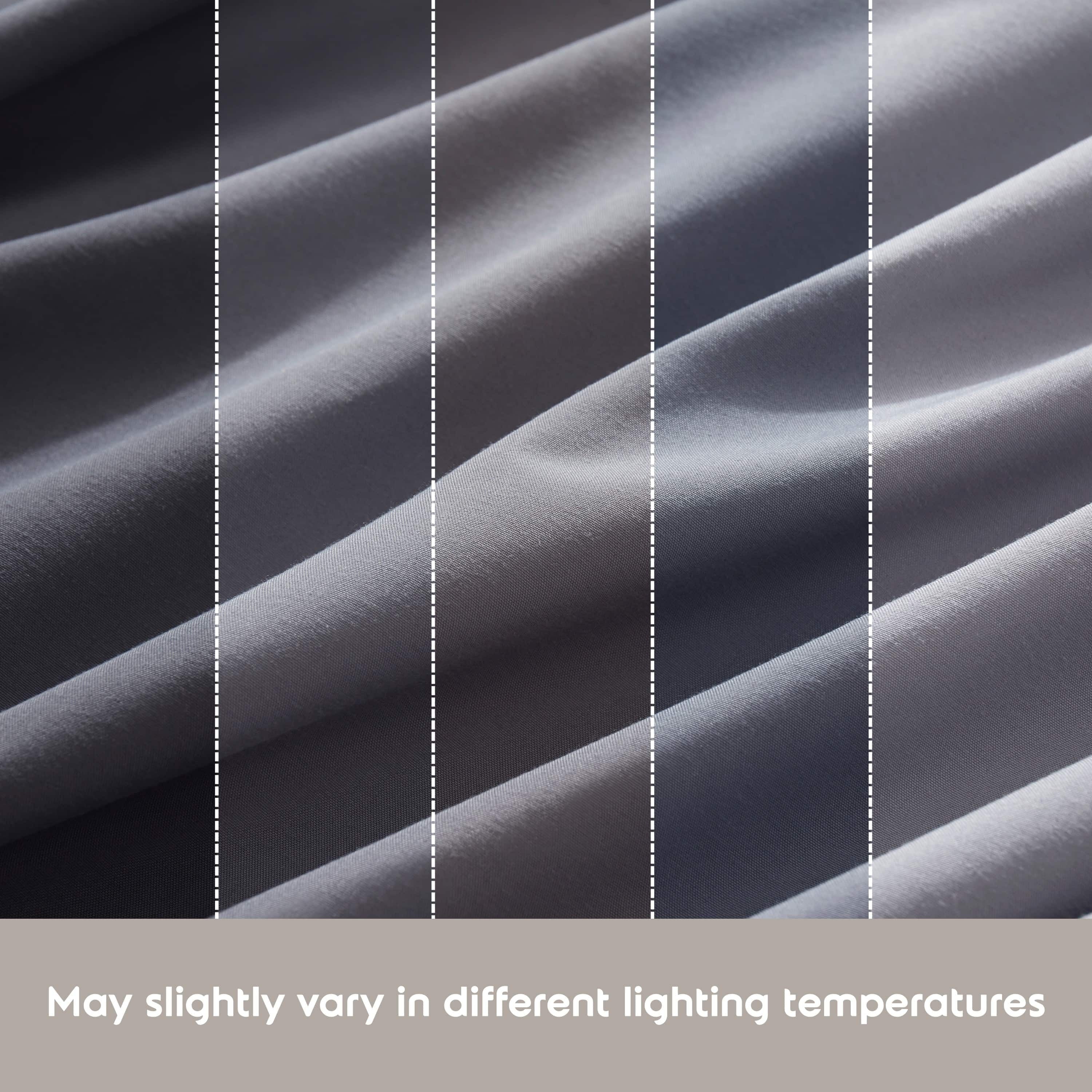 Premium Egyptian Cotton Sheet Sets, Deep Pocket 4 Piece, Luxury Soft Microfiber Bed Sheet Sets, GRAY - Breathable Egyptian Cotton Flat & Fitted Sheets Detail