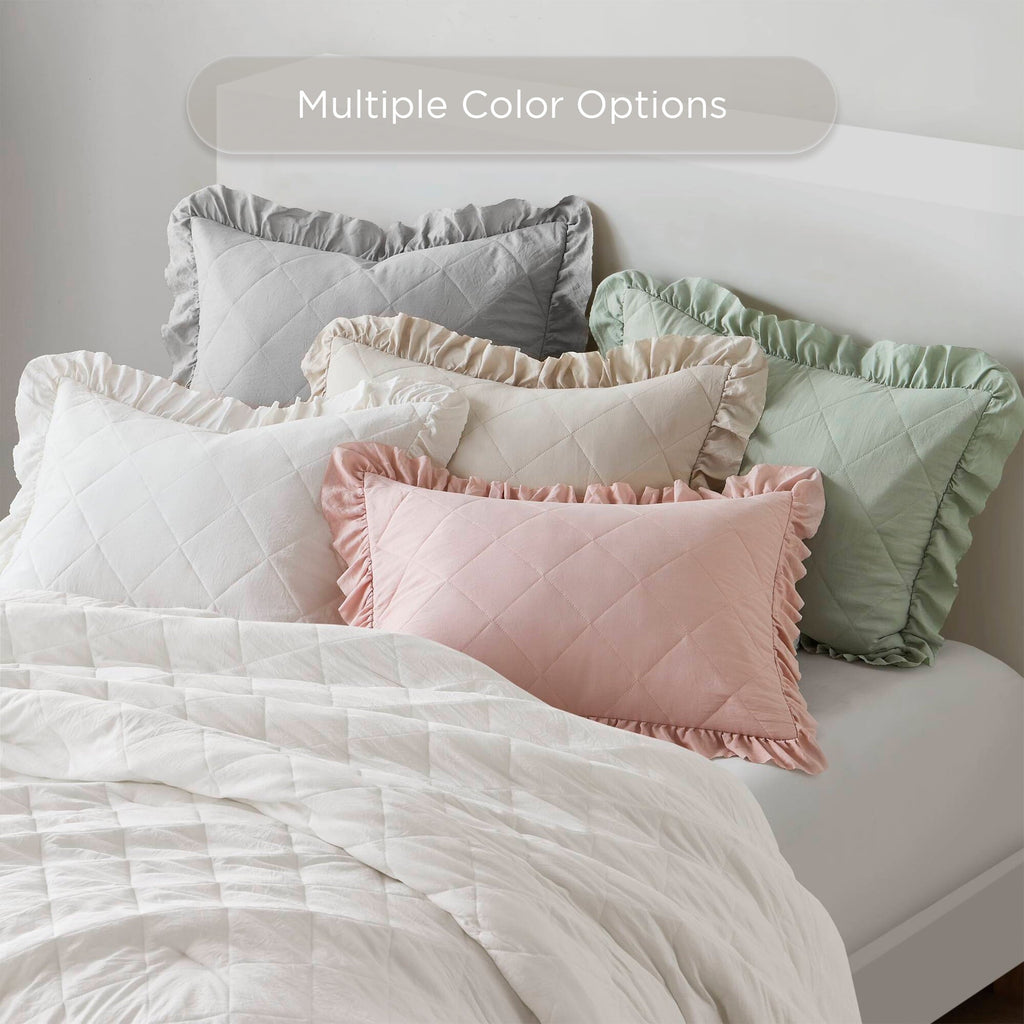 All-Season Full/Queen Comforter Set Sage, 3 Pieces Quilted Ruffle Comforters Full/Queen Size, Solid Bedding Comforters Sets, Gif... - Hypoallergenic Ultra-Fluffy Quilt for Winter Detail