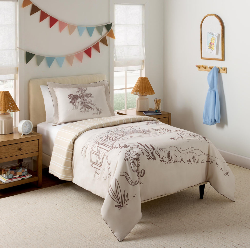 Fluffy Down Alternative Kids 2 Piece Khaki Comforter and Sham Bedding Set, Twin/Full - Cloud-Like Soft Lightweight Bed Comforter Detail
