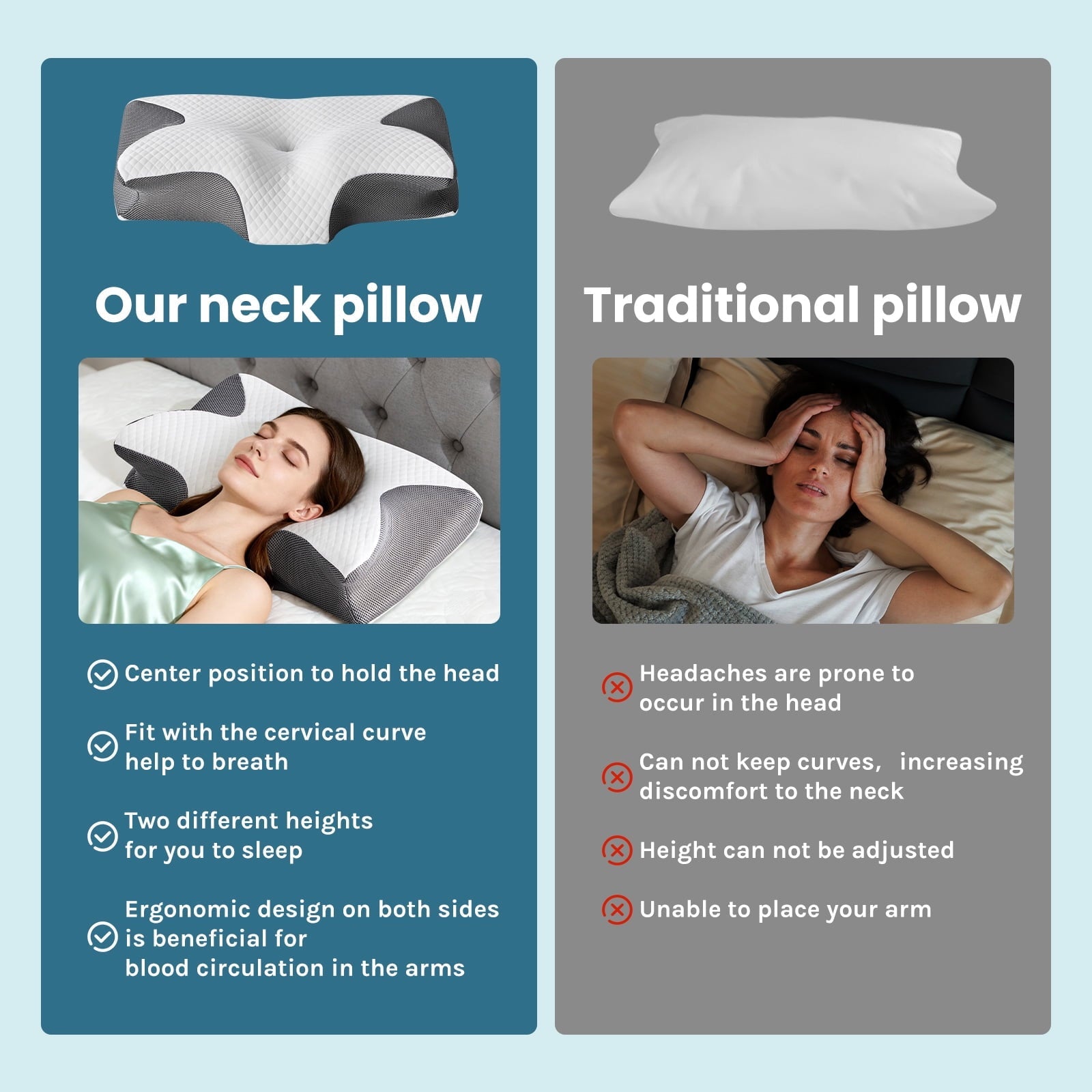 Hotel Collection Cervical Pillow for Pain Relief, Ergonomic Side Sleeper Pillow for Orthopedic Contour Support for Bed Sleeping, Memor... - Decorative Throw Pillow Cushion for Sofa & Bed Detail