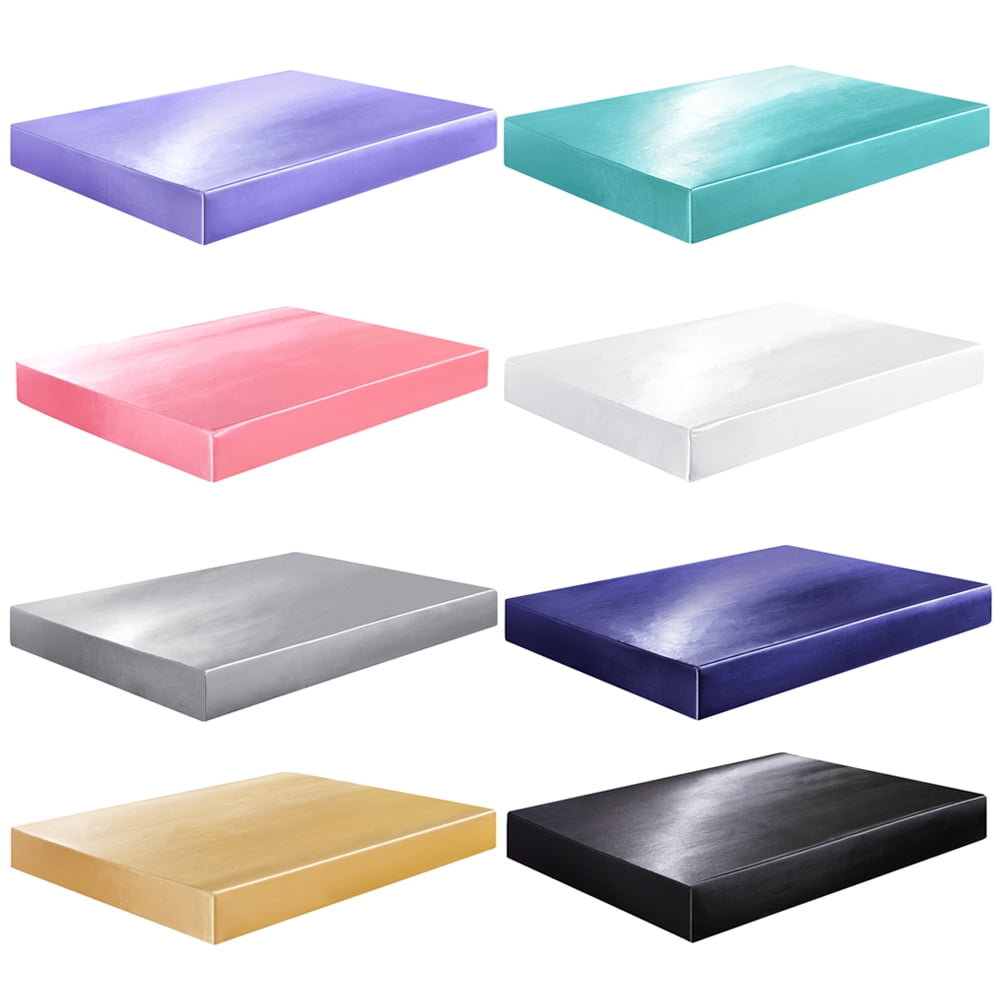 Premium Egyptian Cotton Fitted Sheet Deep Pocket Bed Sheet Satin Silk Sheets Ultra Soft Machine Washable Twin, Navy Blue - Premium Ultra-Soft Pillowcase Pair for Sleeping Detail