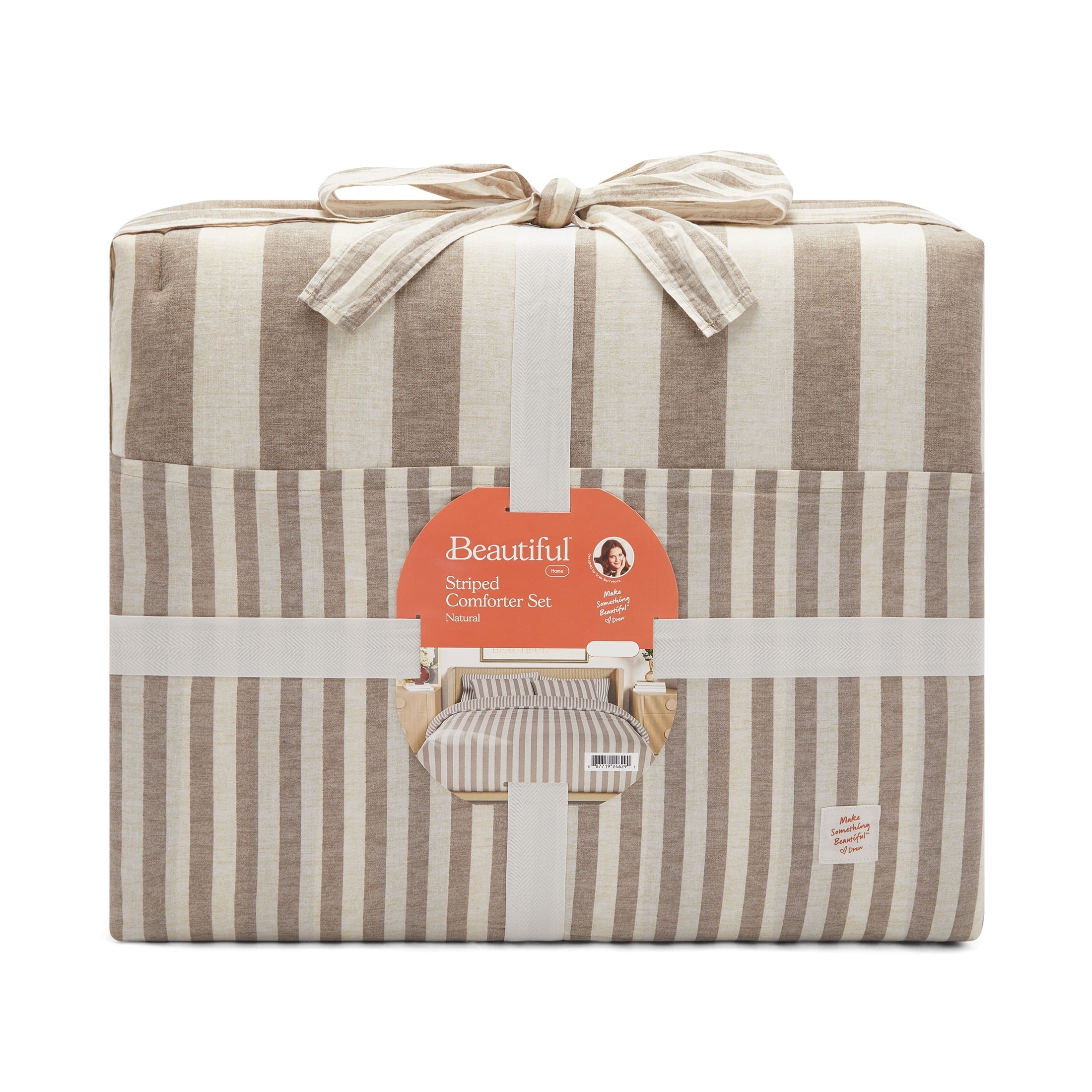 All-Season 100% Cotton Striped 3-Piece Natural Comforter Set, Full/Queen - Hypoallergenic Ultra-Fluffy Quilt for Winter Detail