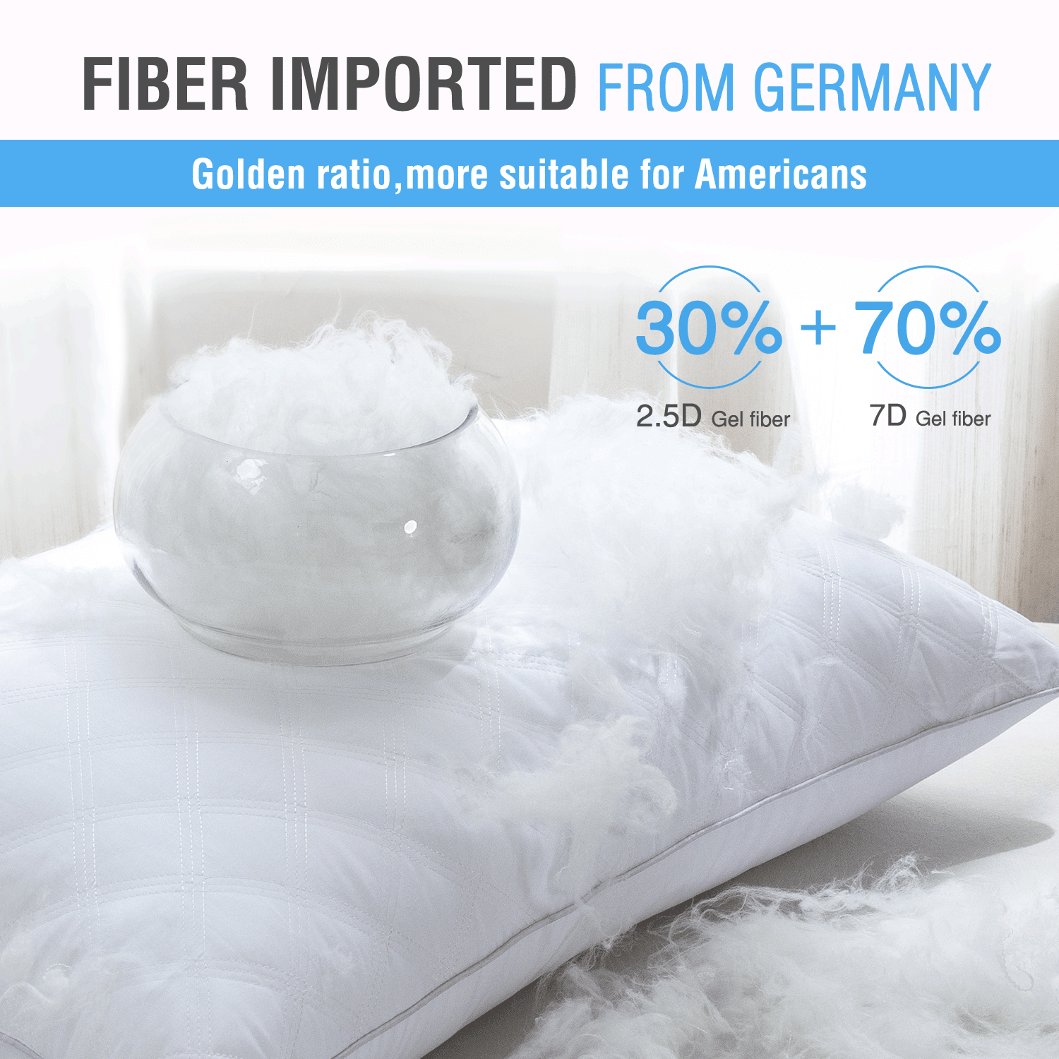 Ergonomic Memory Foam Bed Pillows Queen Size Set of 2 Pillows for Bed 2 Pack Cooling Hotel Collection Down Alternative Pillows 20 x 30 inches - Orthopedic Shredded Foam Bed Pillow Set Detail