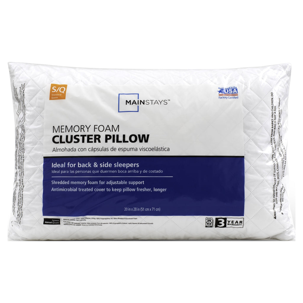 Decorative Plump Memory Foam Cluster Bed Pillow, Standard/Queen, 2 Pack - Orthopedic Shredded Foam Bed Pillow Set Detail